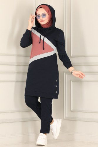 moda selvim 7054NZR779 كحلي طقم - Thumbnail