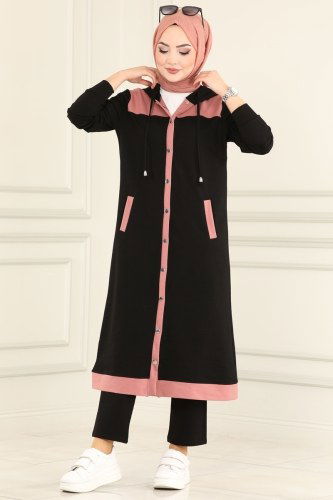 moda selvim Combine 7057NZR779 Dusty Rose&Black - Thumbnail