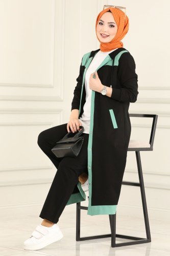 moda selvim Combine 7057NZR779 Mint&Black - Thumbnail