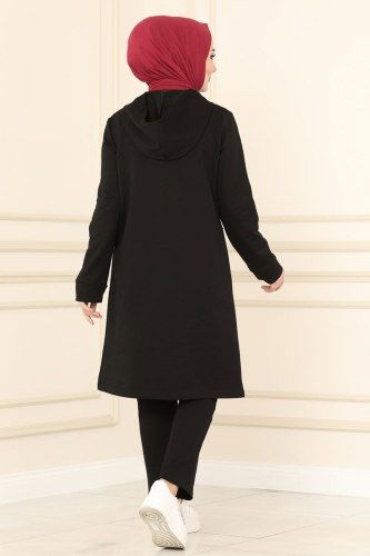 moda selvim 7058NZR779 اسود طقم - Thumbnail