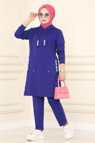 moda selvim 7058NZR779 ازرق طقم - Thumbnail