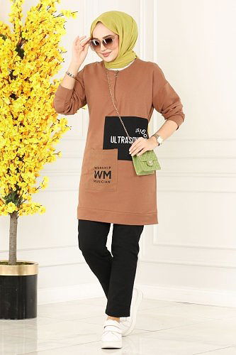 moda selvim Combine 7084AYD574 Light Brown&Black - Thumbnail