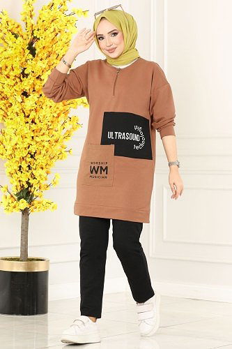 moda selvim Combine 7084AYD574 Light Brown&Black - Thumbnail