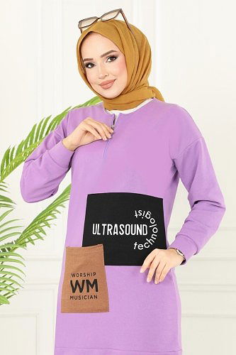 moda selvim Combine 7084AYD574 Lilac&Black - Thumbnail