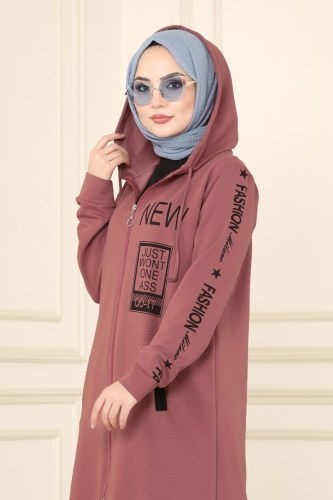 moda selvim 7096NZR779 الزهري&اسود طقم - Thumbnail