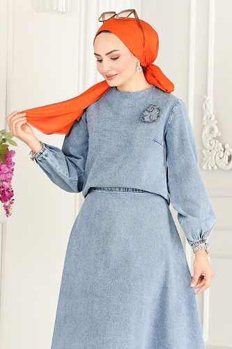 moda selvim 7173MGZ859 الجينز الفاتح طقم - Thumbnail