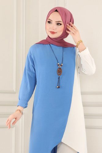 moda selvim Combine 7175NZR779 Blue&Ecru - Thumbnail