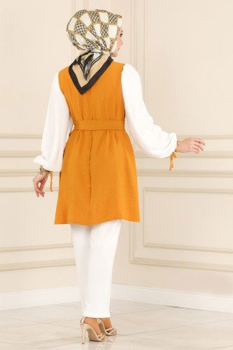 moda selvim 7183NZR779 اصفر& ابيض طقم - Thumbnail