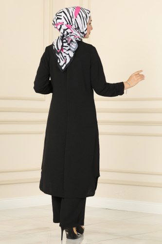 moda selvim 7186NZR779 اسود طقم - Thumbnail