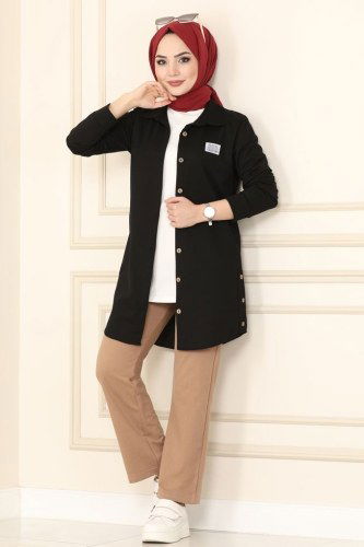 moda selvim 7828AYD574 اسود & بيج طقم - Thumbnail