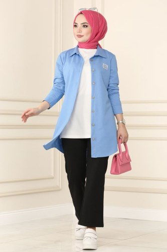 moda selvim Combine 7828AYD574 Blue&Black - Thumbnail