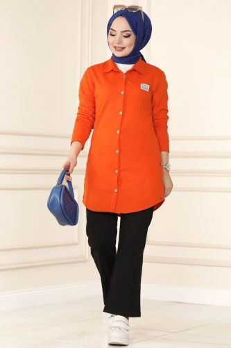moda selvim Combine 7828AYD574 Orange & Black - Thumbnail