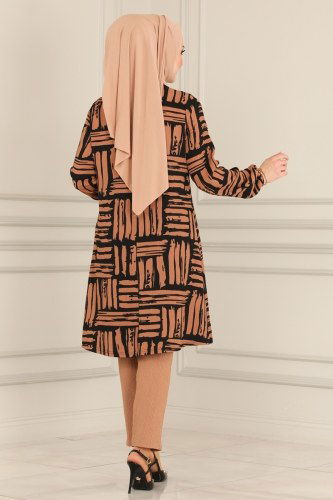 moda selvim 8001MRT754 لحمي&اسود طقم - Thumbnail