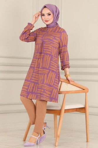 moda selvim 8001MRT754 ارجواني فاتح طقم - Thumbnail