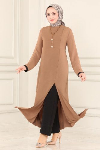 moda selvim 8053MDA386 لون فيزيون مع أسود طقم - Thumbnail
