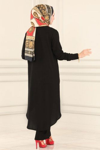 moda selvim 8072MDA386 اسود طقم - Thumbnail