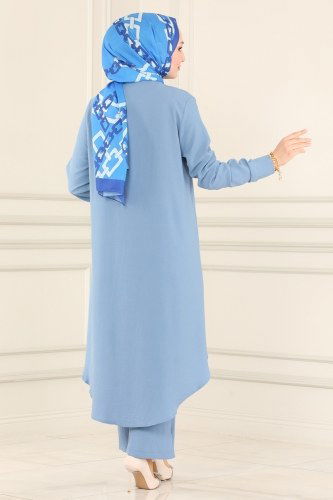 moda selvim 8072MDA386 الريشي الفاتح طقم - Thumbnail