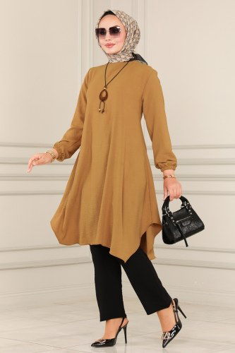 moda selvim 8225AYD574 لحمي&اسود طقم - Thumbnail