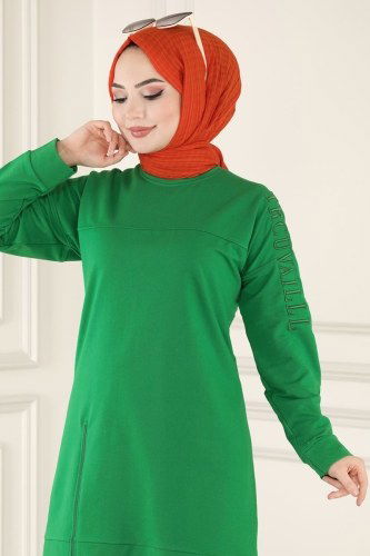 moda selvim 8680AYD574 اللون الأخضر طقم - Thumbnail