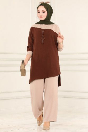 moda selvim 870S324 براون والرؤية طقم - Thumbnail