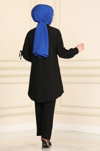 moda selvim 8868AYD574 اسود طقم - Thumbnail