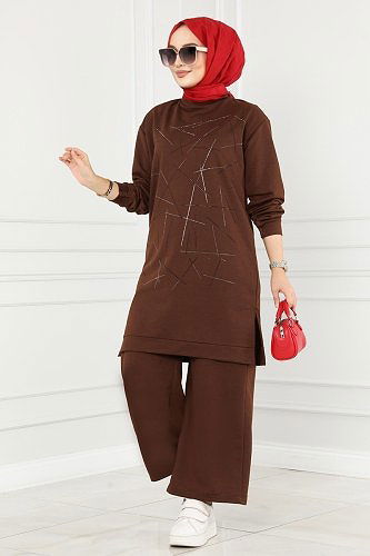 moda selvim 9000SBL832 البني طقم - Thumbnail