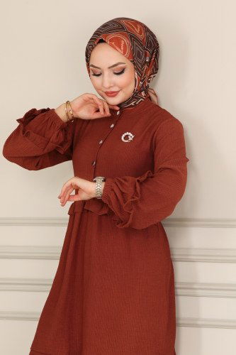moda selvim 9093AYD574 البني طقم - Thumbnail