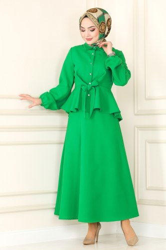moda selvim 9180MAK757 اللون الأخضر طقم - Thumbnail