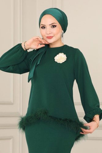 moda selvim 9188MAK757 الزيتي طقم - Thumbnail