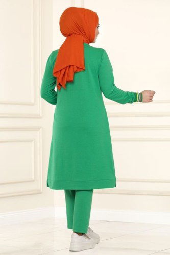 moda selvim 9999ASY563 اللون الأخضر طقم - Thumbnail