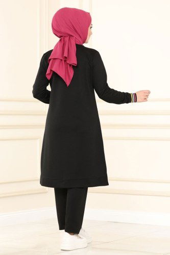 moda selvim 9999ASY563 اسود طقم - Thumbnail