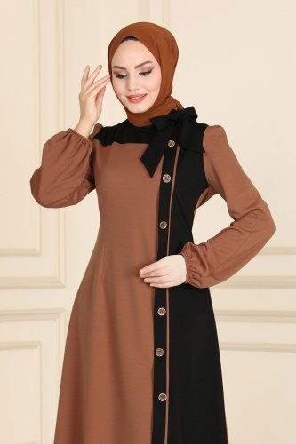 moda selvim ASM2492 بسكويت و أسود طقم - Thumbnail