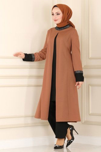 moda selvim ASM2550 رمادي فاتح & اسود طقم - Thumbnail
