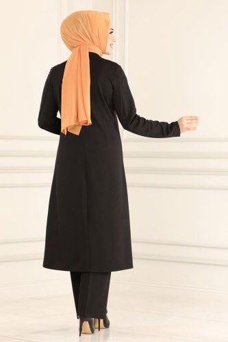moda selvim ASM2554 اسود طقم - Thumbnail