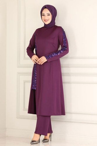 moda selvim ASM2554 ارجواني طقم - Thumbnail