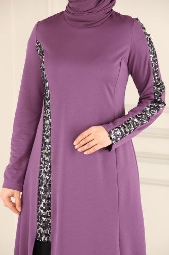 moda selvim ASM2554 ارجواني فاتح&اسود طقم - Thumbnail