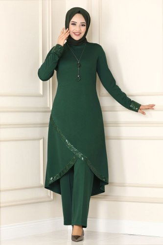 moda selvim ASM2559 الزيتي طقم - Thumbnail
