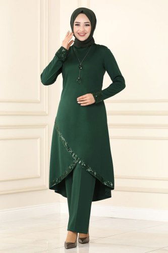 moda selvim ASM2559 الزيتي طقم - Thumbnail