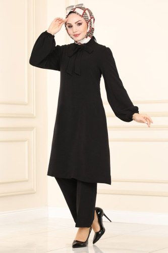 moda selvim ASM2564 اسود طقم - Thumbnail