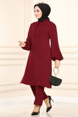 moda selvim ASM2564 الخمري طقم - Thumbnail