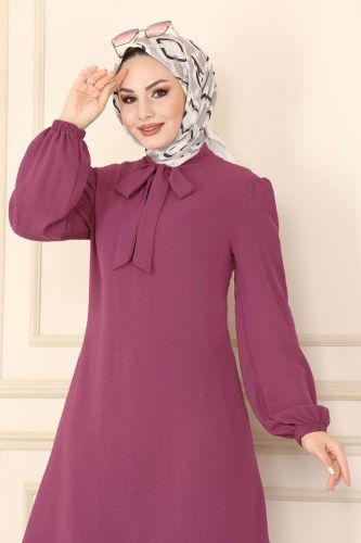 moda selvim ASM2564 وردة داكنة وأسود طقم - Thumbnail