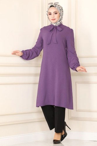 moda selvim ASM2564 ارجواني فاتح&اسود طقم - Thumbnail