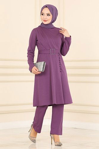 moda selvim ASM2578 ارجواني فاتح طقم - Thumbnail