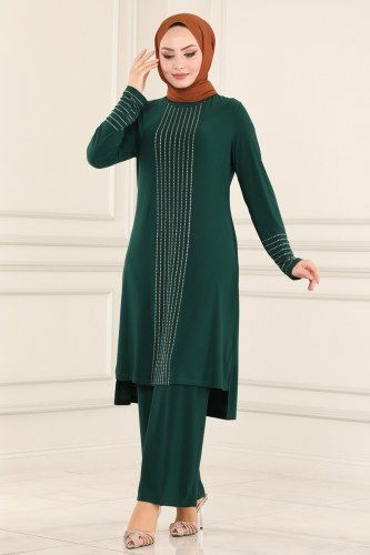 moda selvim ASM2585 الزيتي طقم - Thumbnail