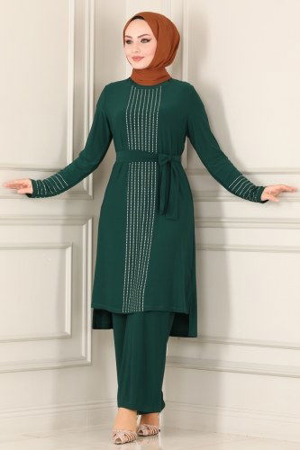 moda selvim ASM2585 الزيتي طقم - Thumbnail