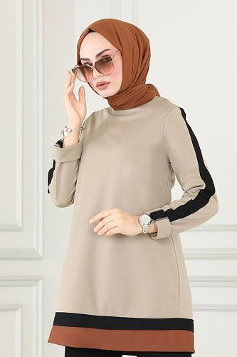 moda selvim ASM2675 بيج & أسود طقم - Thumbnail