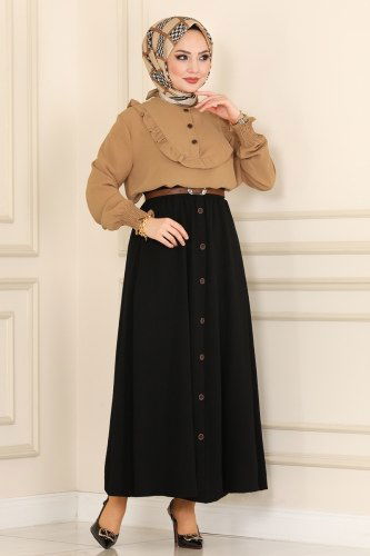 moda selvim ASM4571 لحمي&اسود طقم - Thumbnail