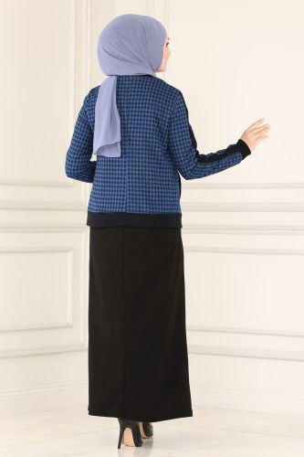 moda selvim PL8020 اسود وازرق طقم - Thumbnail