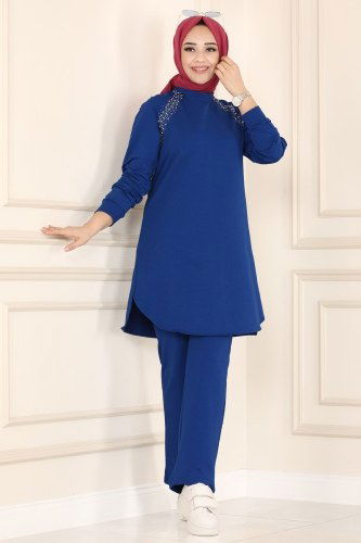 moda selvim PL8023 ازرق طقم - Thumbnail