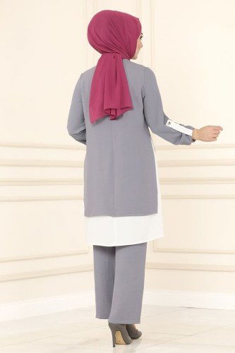 moda selvim PL8034 الفضي طقم - Thumbnail